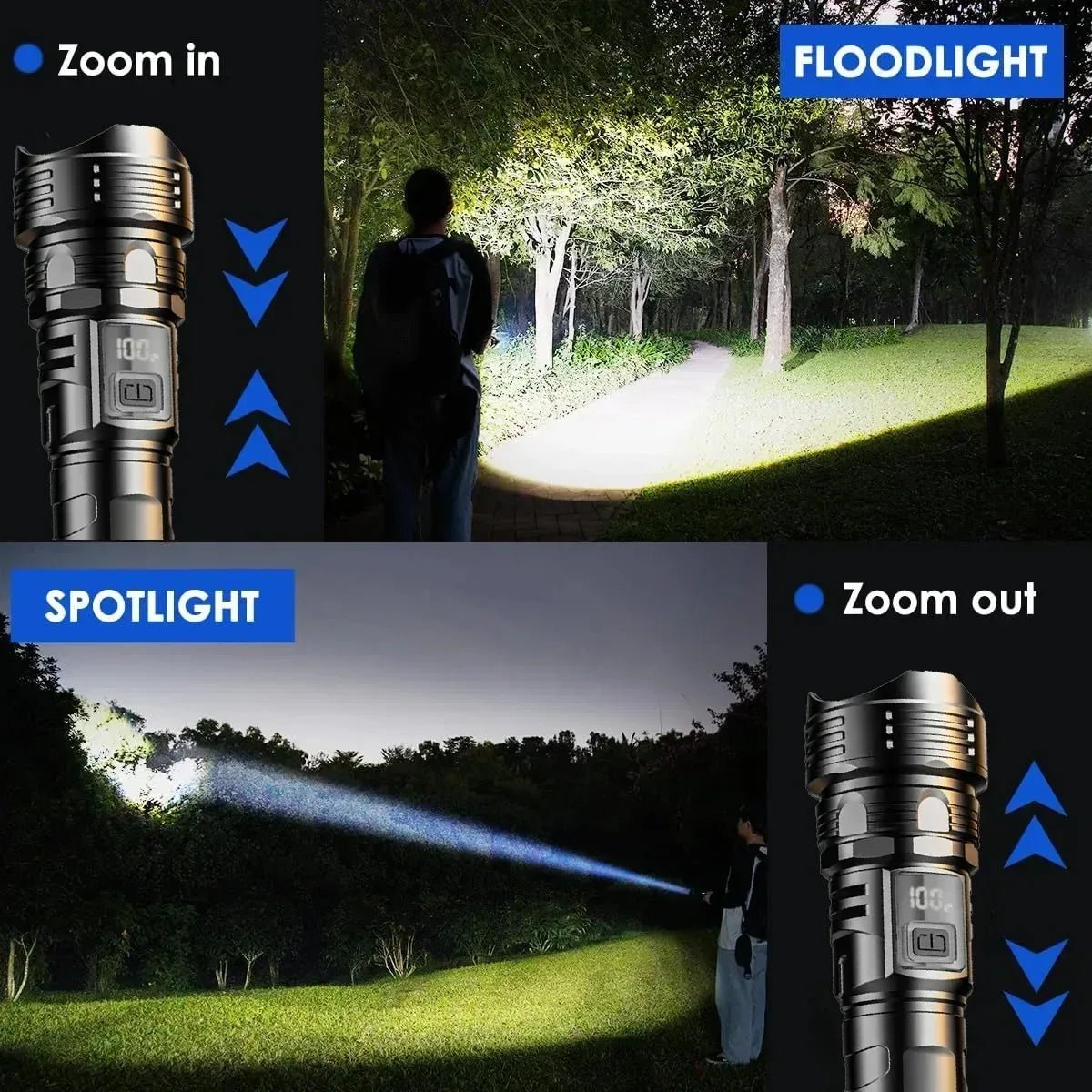 Lampe Torche LED Rechargeable Type-C Longue Portée 1000 m
