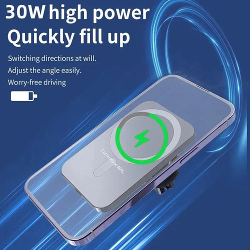 30W Magnetic Car Wireless Charger For iPhone 15 14 13 12 Pro Max Mini Macsafe Car Phone Holder Stand Mount Fast Charging Station - Golden High-Tech