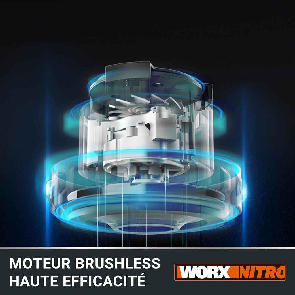 Aspirateur Sans Fil Eau Et Poussières Brushless 20V WX031.9, Moteur 300W, Réservoir 11L, Livré Avec Buse Large, Suceur Plat, Tuyau Flexible, Bandoulière, Sans Batterie Ni Chargeur