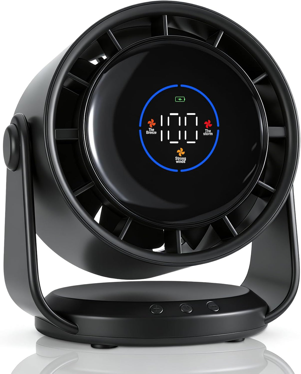 Pgtc Ventilateur de Bureau Rechargeable,Ventilateur Personnel Portable Ultra Silencieux avec Batterie,105° Réglable et Mural,Ventilateur Numérique Rafraîchissant pour Chambre Bureau Voyage Maison