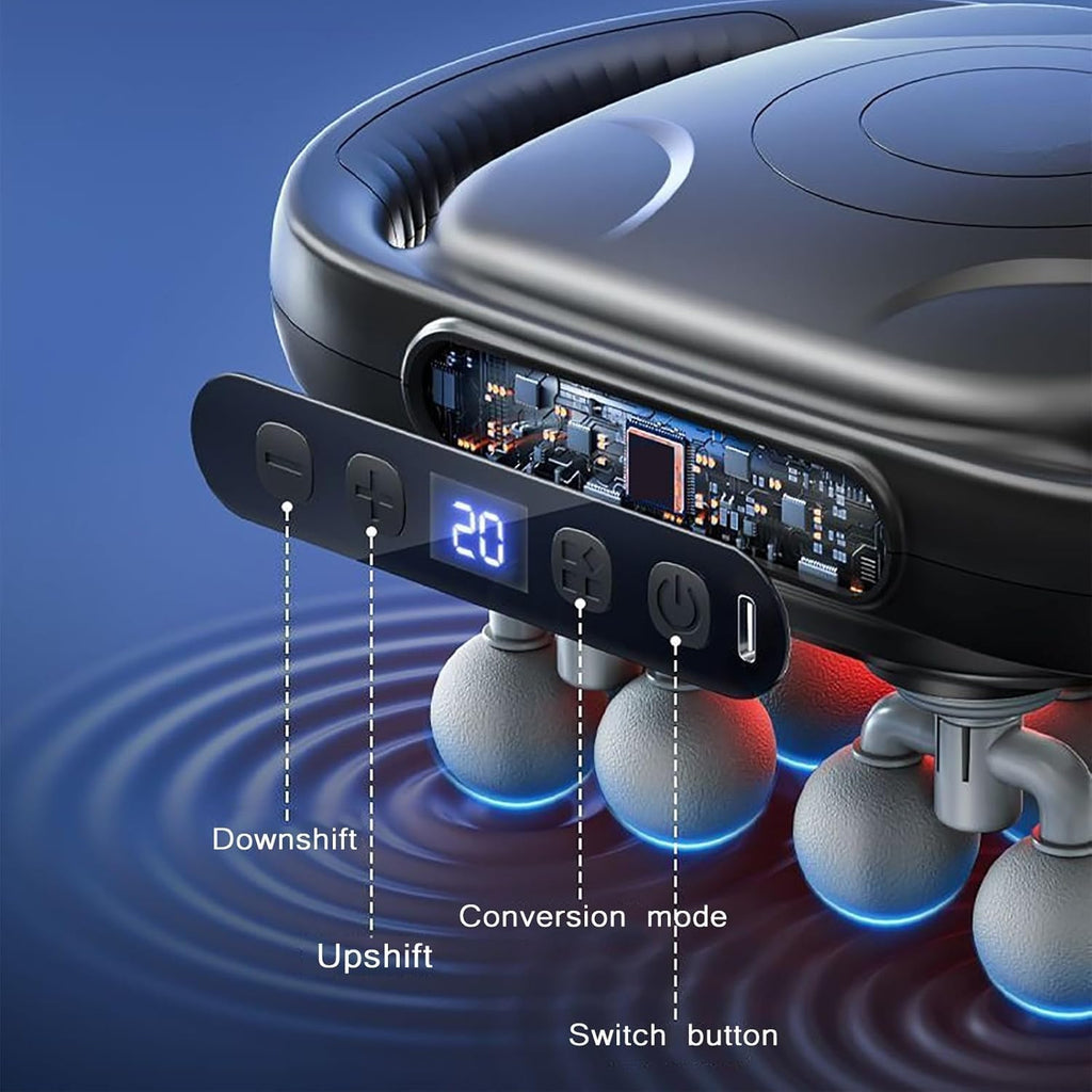 16-Head Massage Gun Set, Deep Tissue Percussion Massager with 20 Speeds & 9 Modes, Quiet Handheld Massage Gun for Back, Neck, Shoulders, Legs, Foot, Full Body Muscle Pain Relief & Relaxation