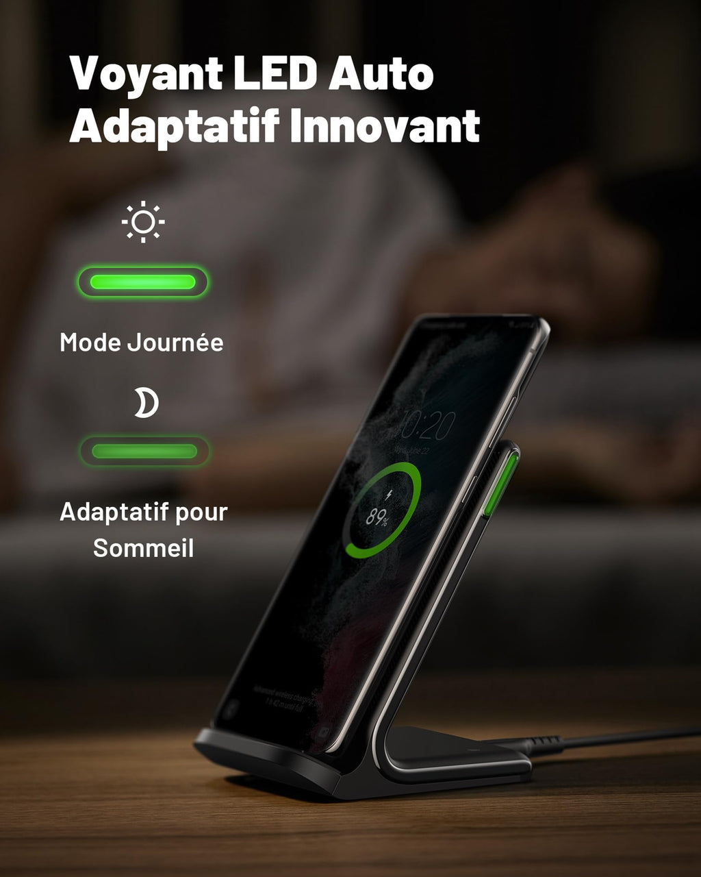 INIU Chargeur Induction 15W, Chargeur sans Fil à Charge Rapide, Wireless Charger Accessoire Bureau pour iPhone 17 16 Pro Max 15 Plus 14 13 12 11, Samsung, Google Pixel, etc.