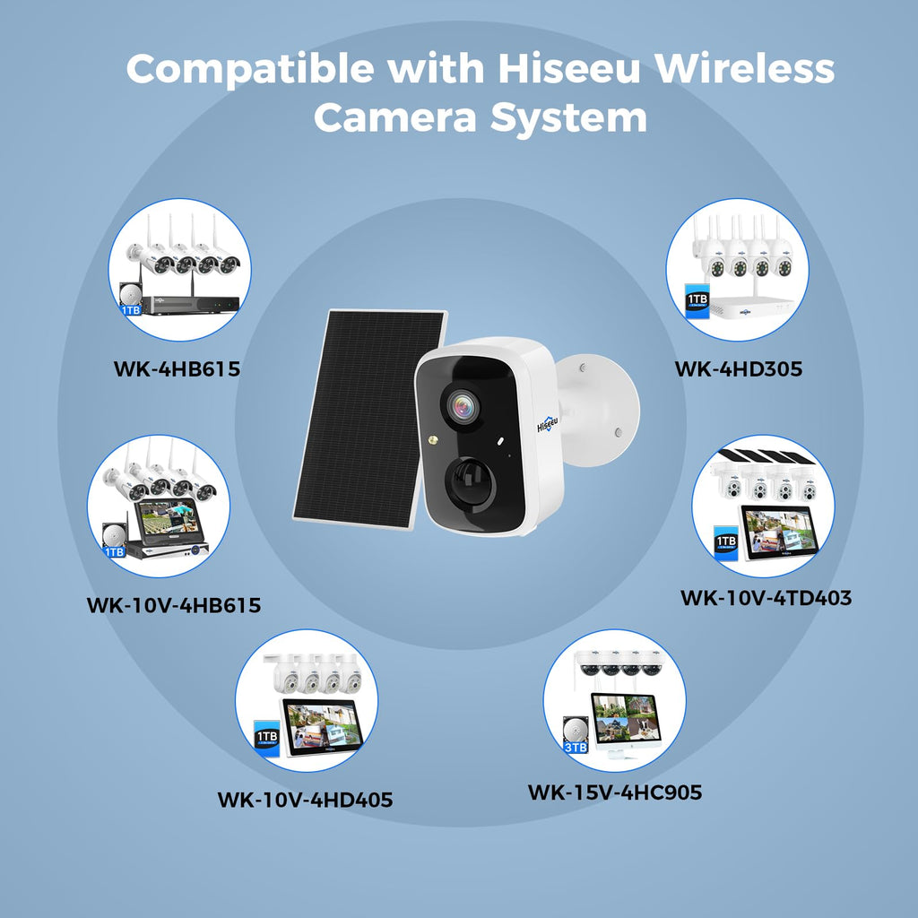 Hiseeu Solar Security Cameras Wireless Outdoor 2 Pack, Battery Powered 3K 4MP wifi Cameras for Home Surveillance, PIR/AI Motion Detection, Waterproof, Color Night Vision, 2-Way Audio, Cloud/SD Storage