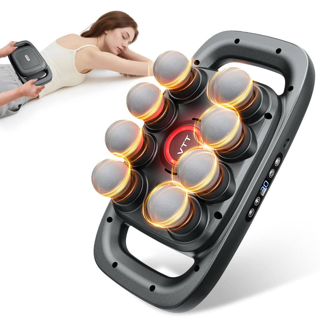 VTT 8-Head Massage Gun, Deep Tissue Back Massager, Electric Handheld Massager for Back, Shoulders, Legs, Muscle Pain Relief, Ideal Gifts for Women, Men, Mom, and Dad