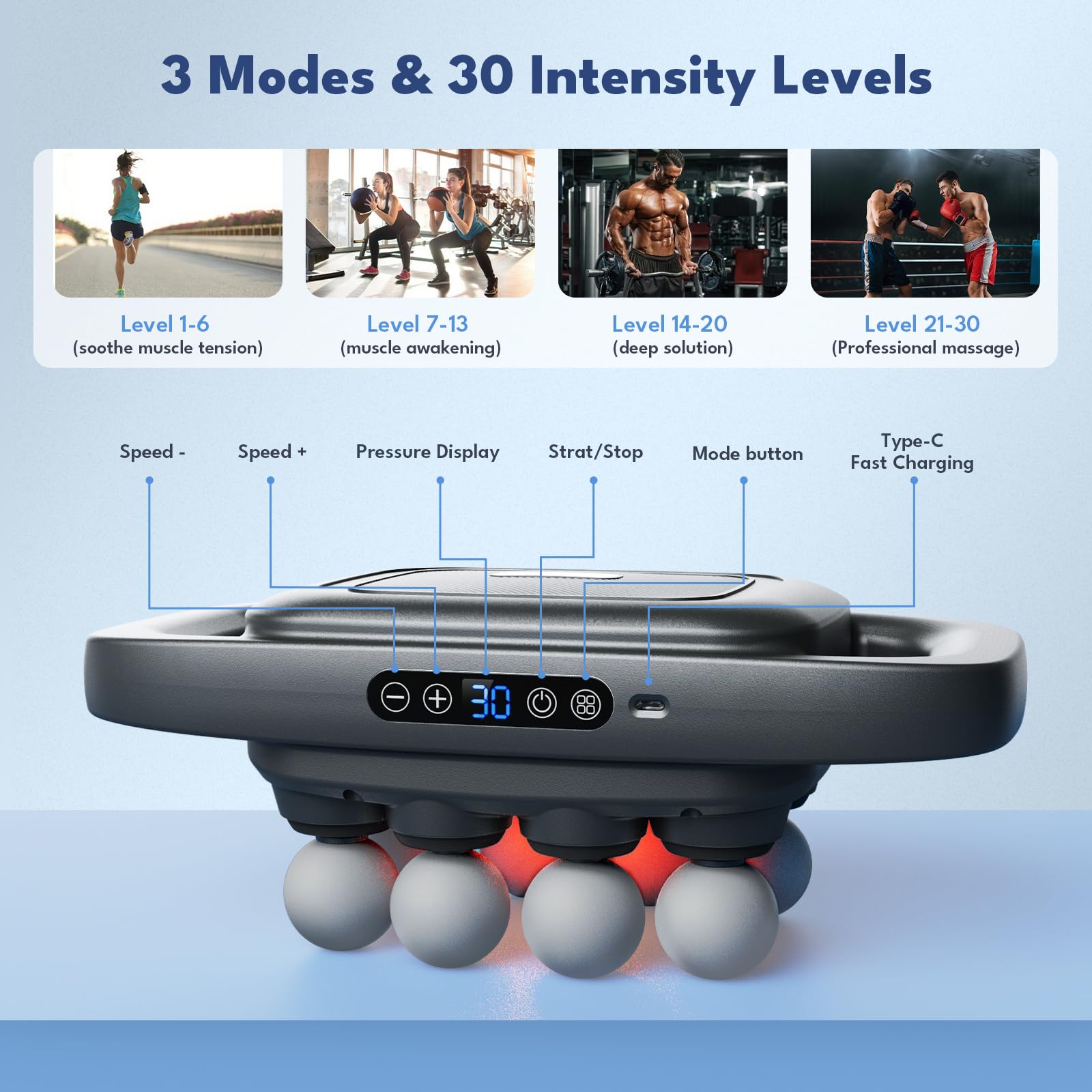 VTT 8-Head Massage Gun, Deep Tissue Back Massager, Electric Handheld Massager for Back, Shoulders, Legs, Muscle Pain Relief, Ideal Gifts for Women, Men, Mom, and Dad