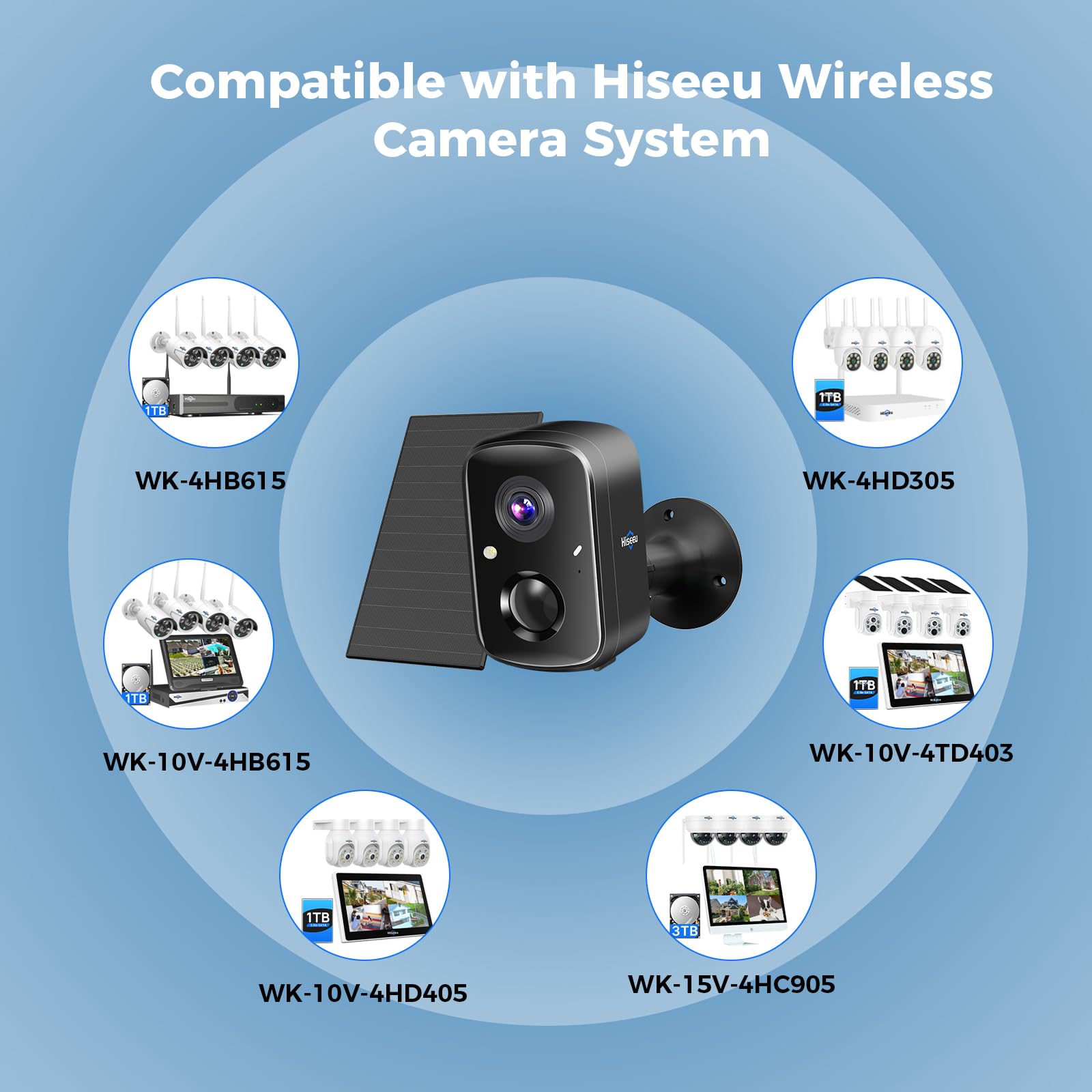 Hiseeu Solar Security Cameras Wireless Outdoor 2 Pack, Battery Powered 3K 4MP wifi Cameras for Home Surveillance, PIR/AI Motion Detection, Waterproof, Color Night Vision, 2-Way Audio, Cloud/SD Storage