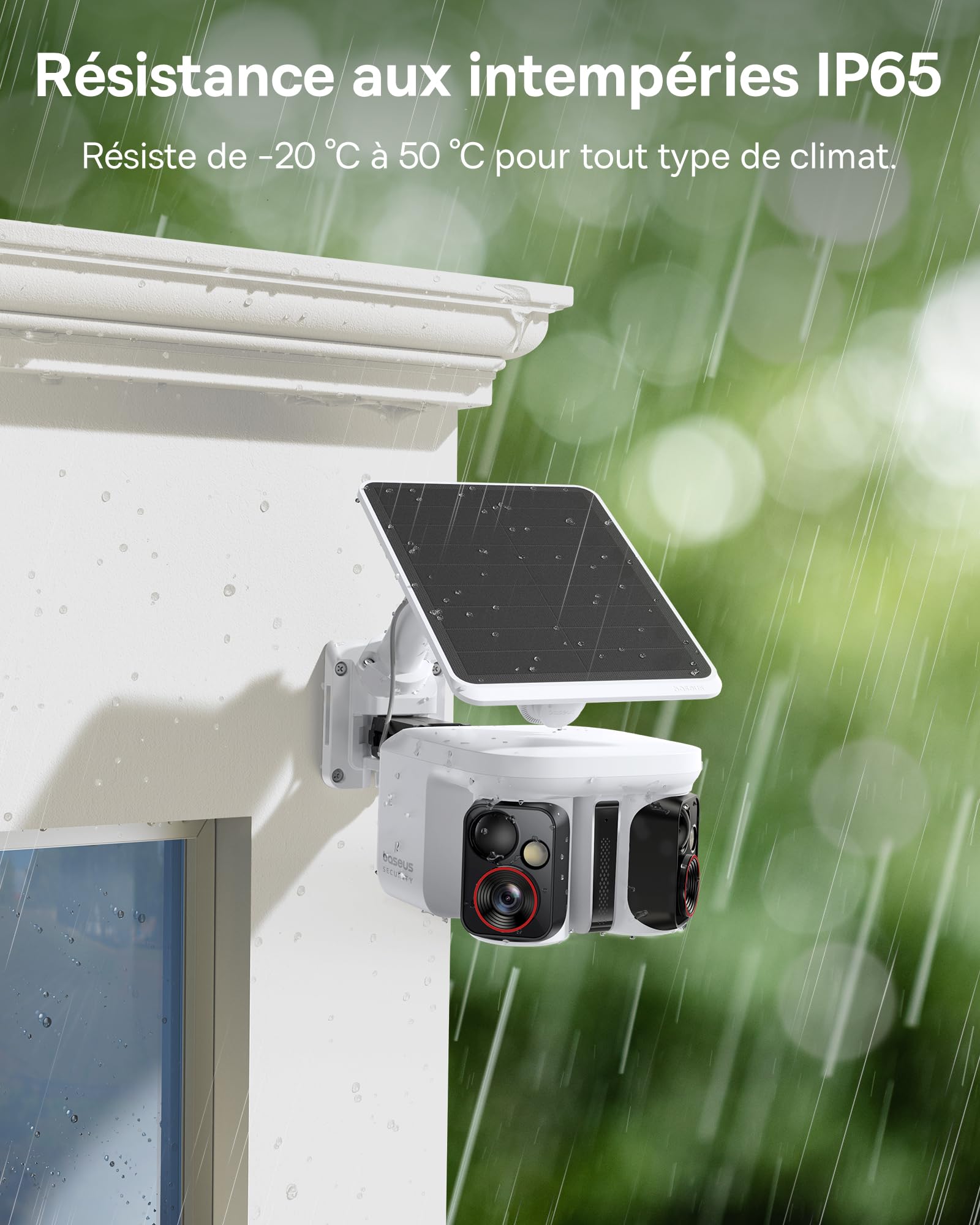 Baseus Security X1 Pro Caméra de Surveillance Extérieure, Double Suivi IA, Surveillance 300°, Vision Nocturne, caméra Solaire sans Fil sur Batterie avec détection IA, Patrouille Automatique