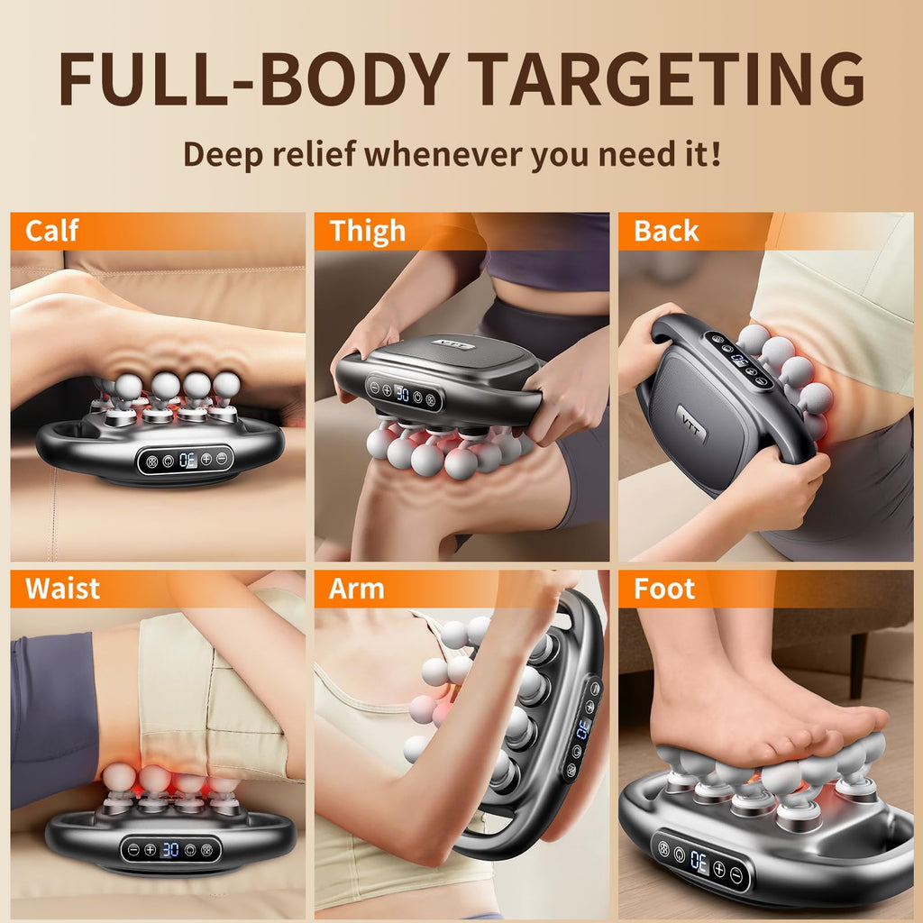 VTT 8-Head Massage Gun, Deep Tissue Back Massager, Electric Handheld Massager for Back, Shoulders, Legs, Muscle Pain Relief, Ideal Gifts for Women, Men, Mom, and Dad