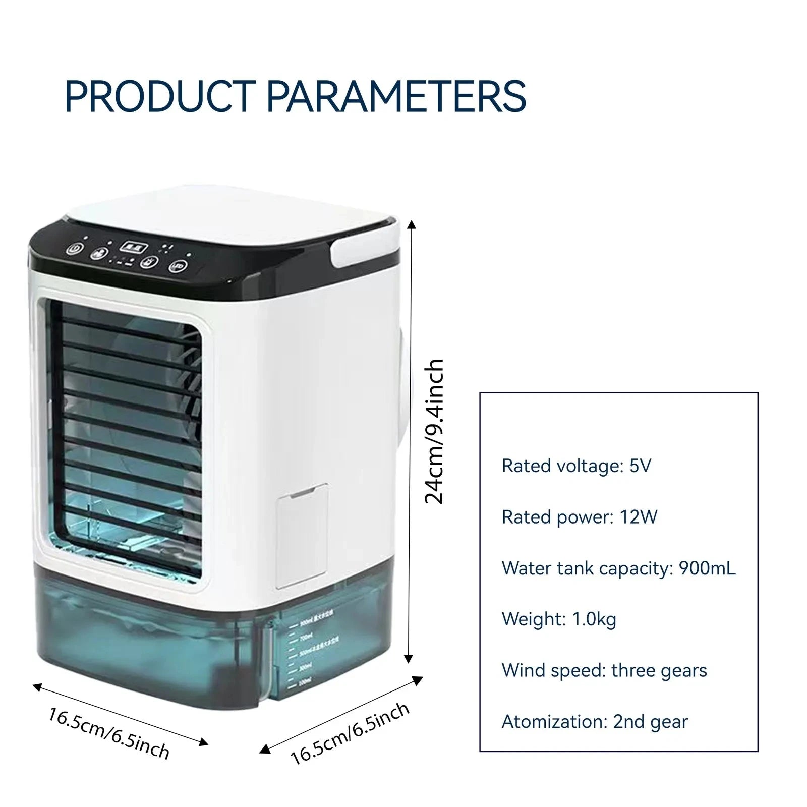 Climatiseur Portable à 3 vitesses, petite unité AC, Mini refroidisseur d'air, réservoir d'eau de 900ML, ventilateur électrique avec humidificateur pour chambre à coucher et bureau