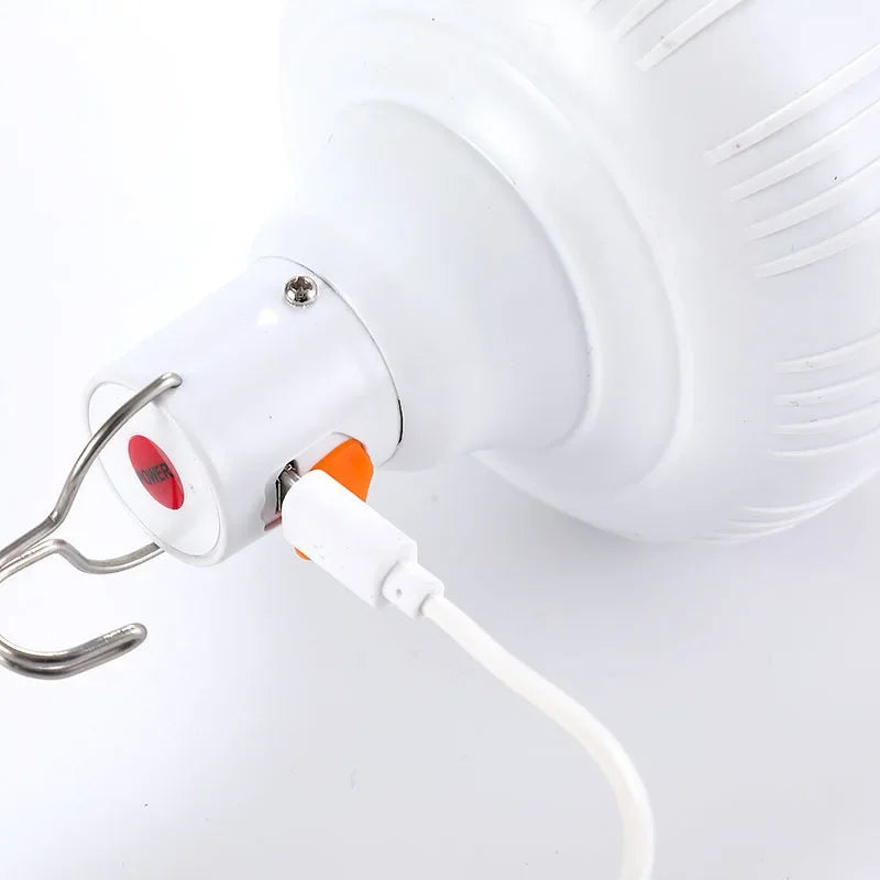 1PC extérieur USB lampe à LED ampoules 60W lumière de secours crochet Camping pêche Portable lanterne veilleuses LT014