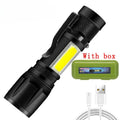 Lampe de poche tactique LED P50 Ultra lumineuse, 2000lm, projecteur d'urgence EDC, Zoom télescopique, torche portative avec batterie 14500/18650