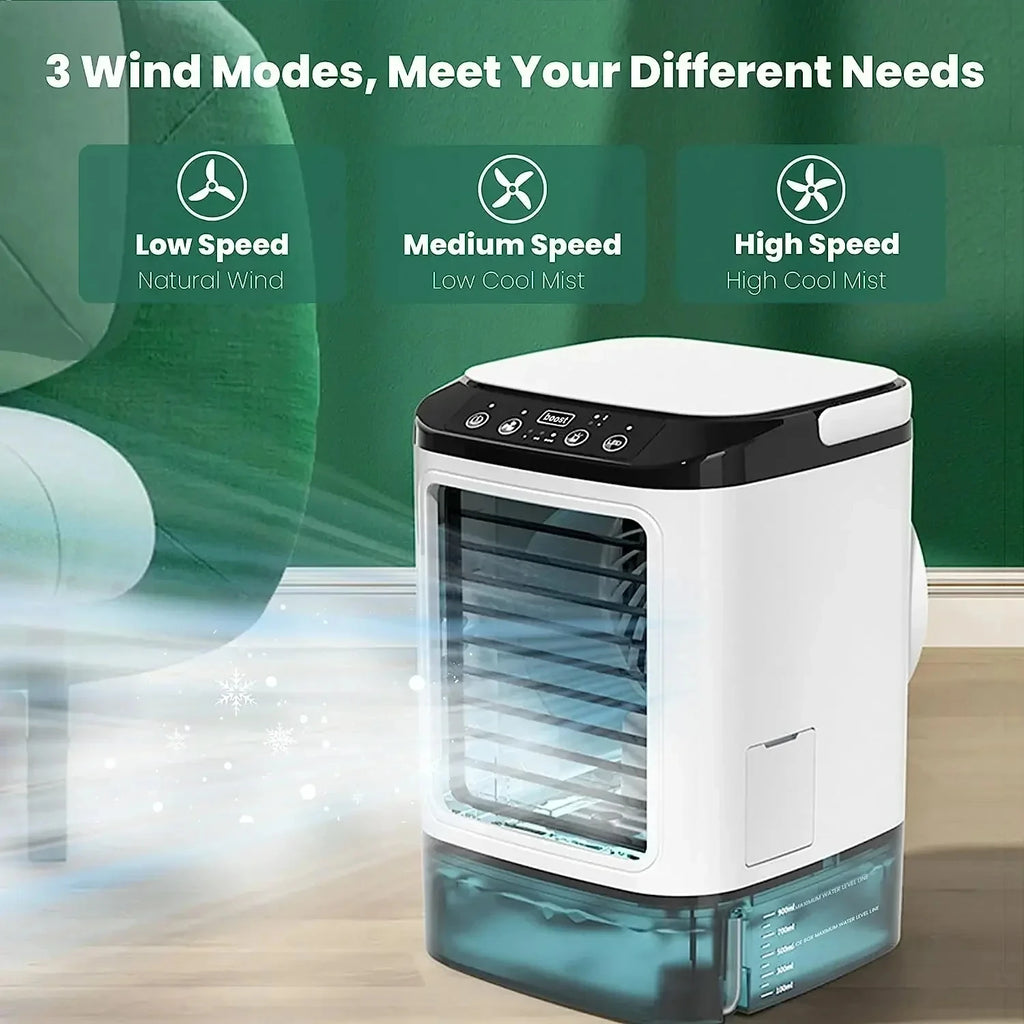 Climatiseur Portable à 3 vitesses, petite unité AC, Mini refroidisseur d'air, réservoir d'eau de 900ML, ventilateur électrique avec humidificateur pour chambre à coucher et bureau