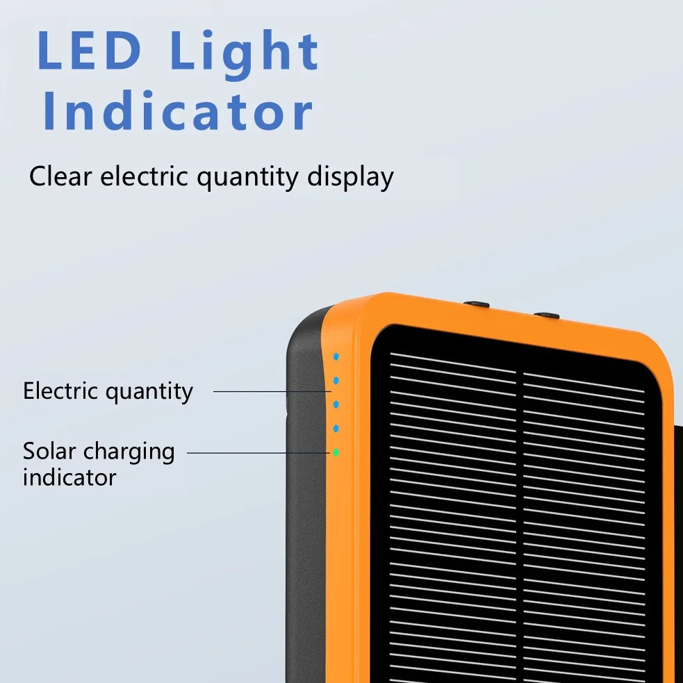 Portable Solar Power Bank,50000mAh External Solar Power Supply,Compatible with IOS Android USB-A And USB-C Charging Outdoor Camp