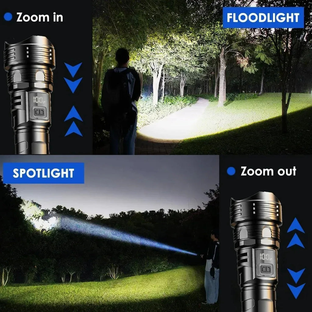 2000000 lampes de poche LED haute puissance type-c torche Rechargeable longue portée 1000M lampe à main étanche Camping en plein air lanterne de pêche