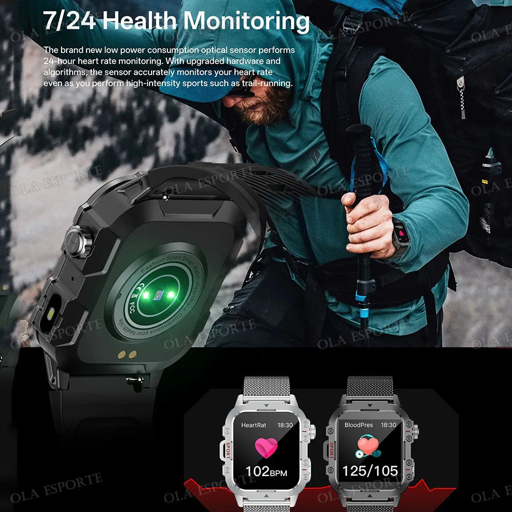 Nouvelle Montre Connectée Militaire 2026 pour Hommes avec GPS, Lampe Torche, Étanchéité 3ATM, Appel Bluetooth et Plus de 100 Modes Sportifs – Montre Intelligente d'Extérieur (Similaire au MA27)