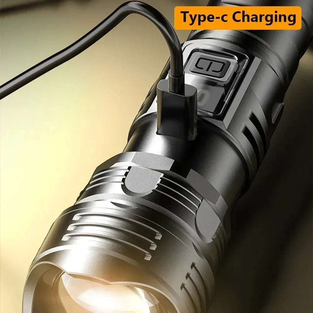 2000000 lampes de poche LED haute puissance type-c torche Rechargeable longue portée 1000M lampe à main étanche Camping en plein air lanterne de pêche