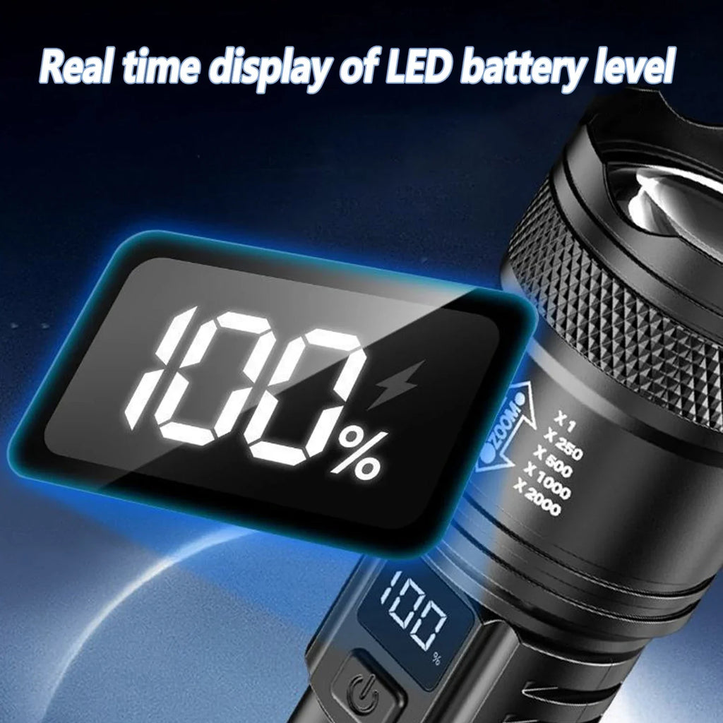 Lampe de poche tactique LED P50 Ultra lumineuse, 2000lm, projecteur d'urgence EDC, Zoom télescopique, torche portative avec batterie 14500/18650