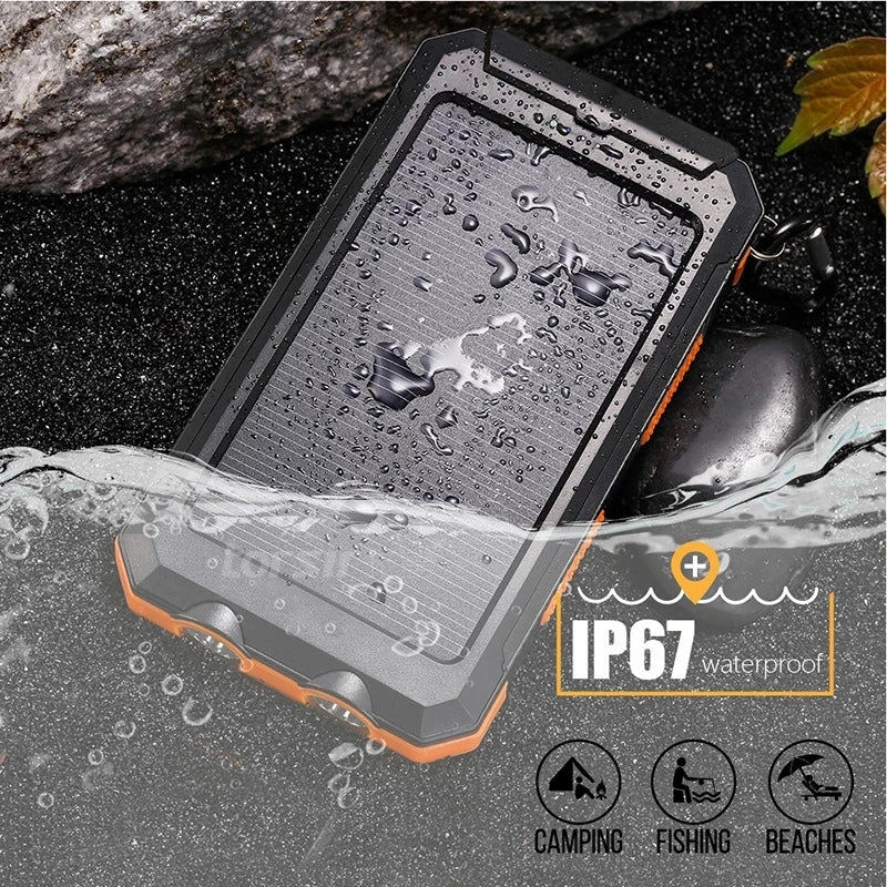 Solar Power Bank 80000mAh Portable Charging Poverbank External Battery Charger Strong Light LDE Light for All Smartphones
