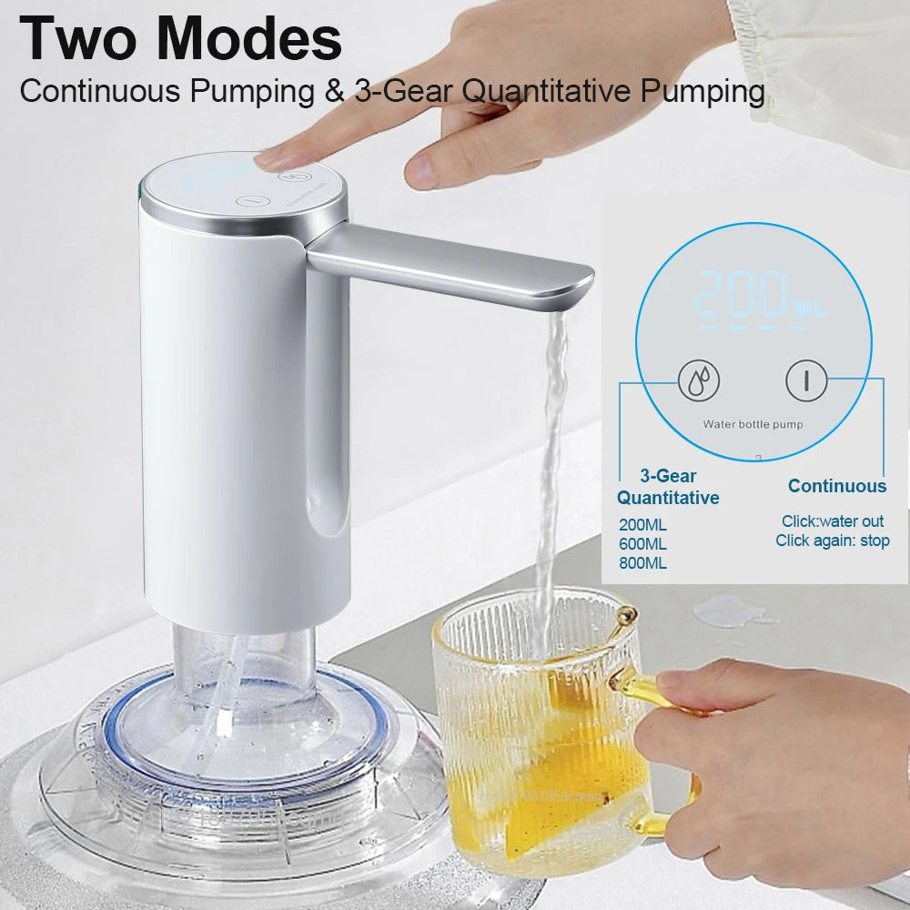 Pompe à bouteille d'eau électrique pliable, distributeur d'eau automatique, bouteille de 19 litres, pompe à eau potable de bureau Rechargeable