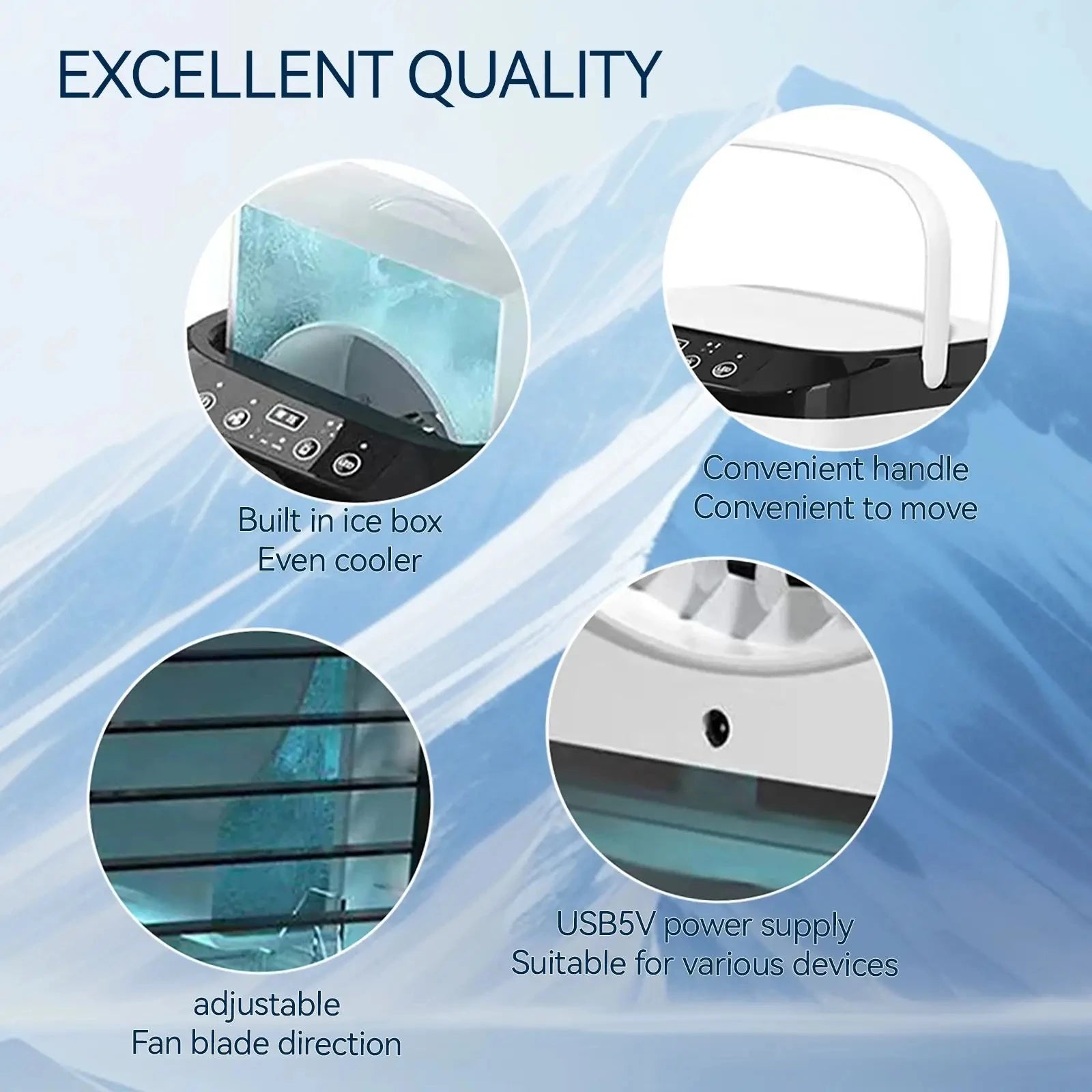 Climatiseur Portable à 3 vitesses, petite unité AC, Mini refroidisseur d'air, réservoir d'eau de 900ML, ventilateur électrique avec humidificateur pour chambre à coucher et bureau