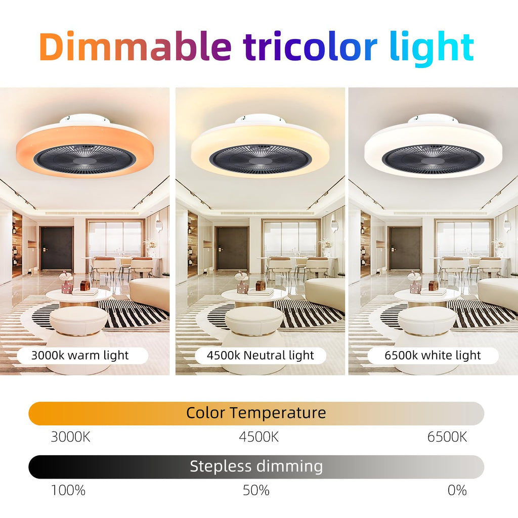 AHXIAOZN Ventilateur LED RGB Silencieux 50 cm - Golden High-Tech