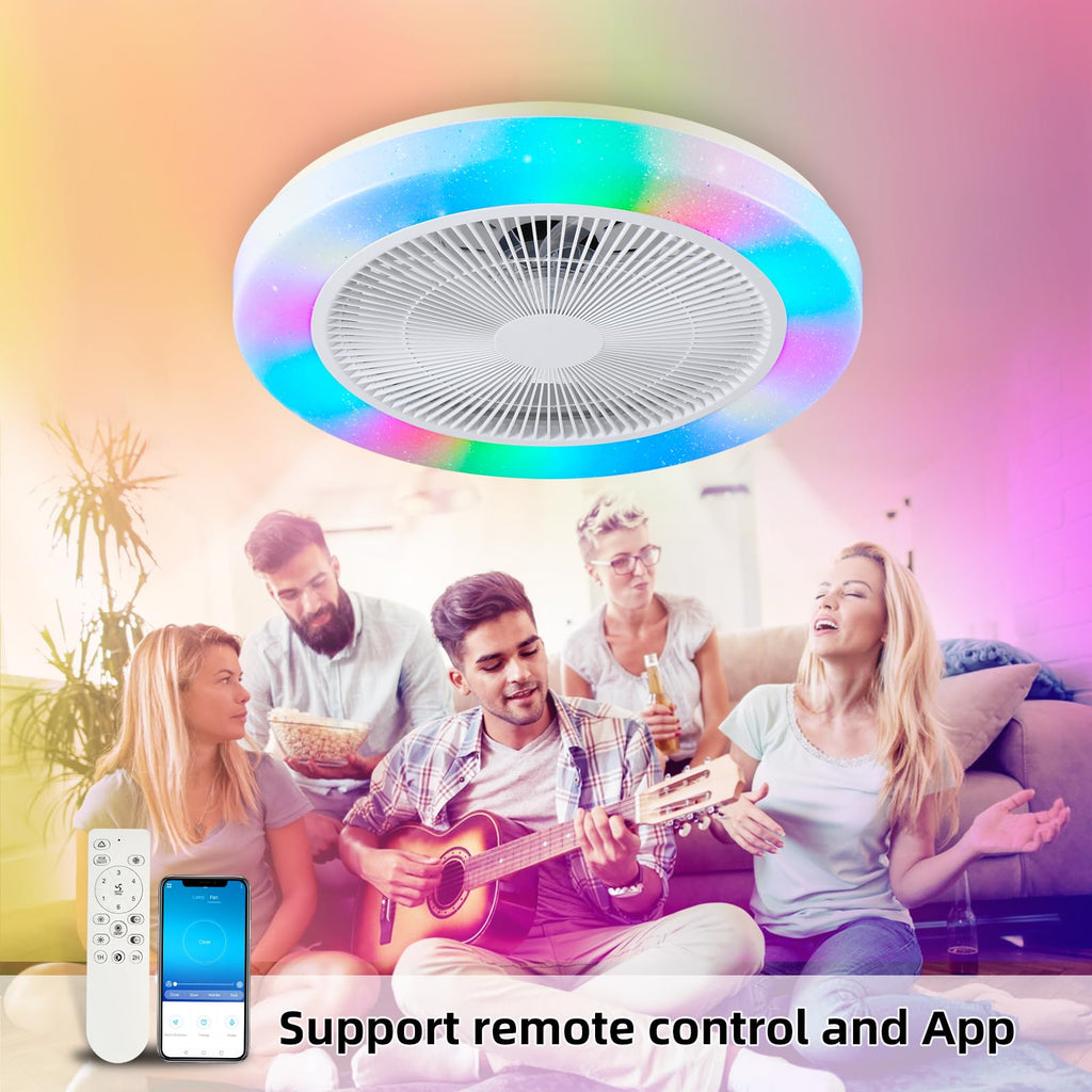 AHXIAOZN Ventilateur LED RGB Silencieux 50 cm - Golden High-Tech