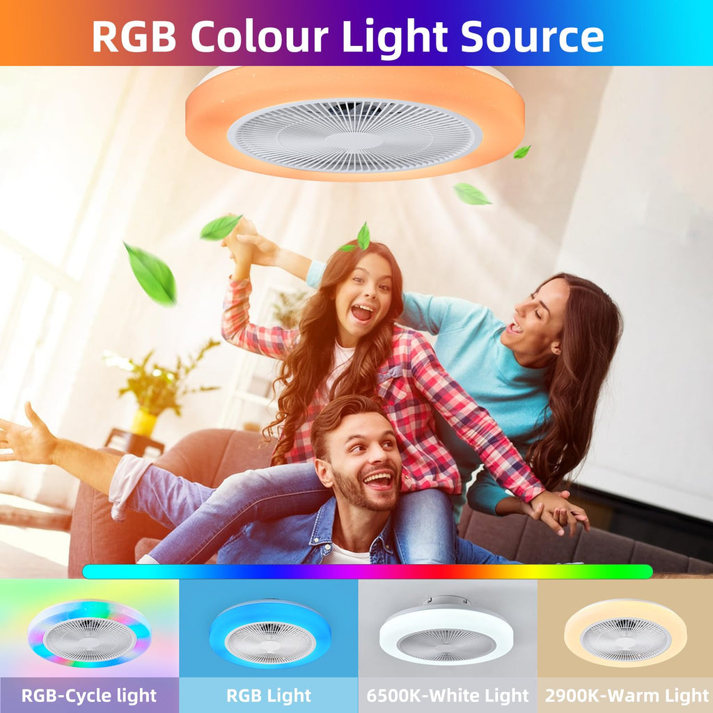 AHXIAOZN Ventilateur LED RGB Silencieux 50 cm - Golden High-Tech