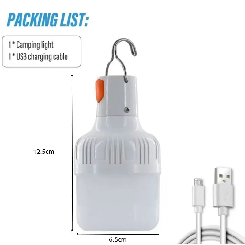 Ampoule LED USB 60W avec Crochet Camping - Golden High-Tech