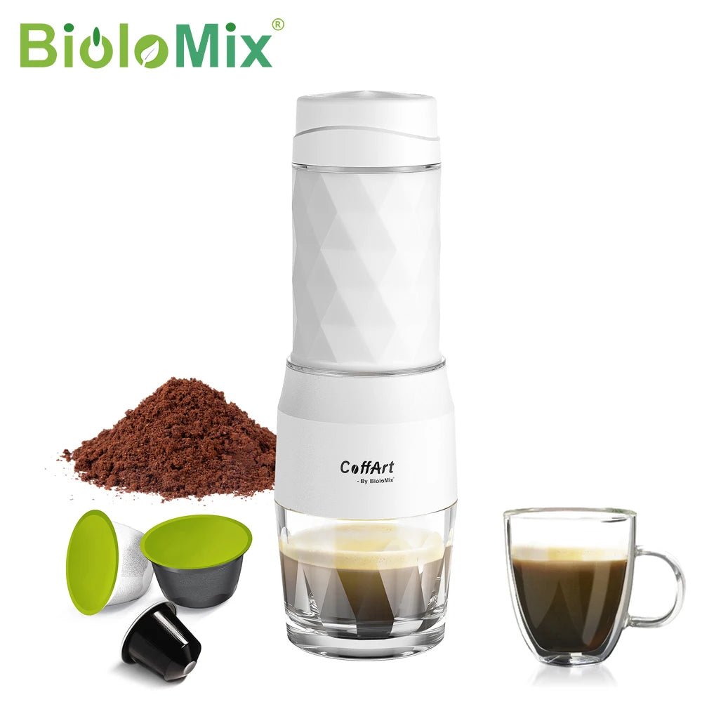 BioloMix Machine à café portative Machine à expresso presse à main Capsule cafetière moulue Portable pour voyage et pique-nique - Golden High-Tech