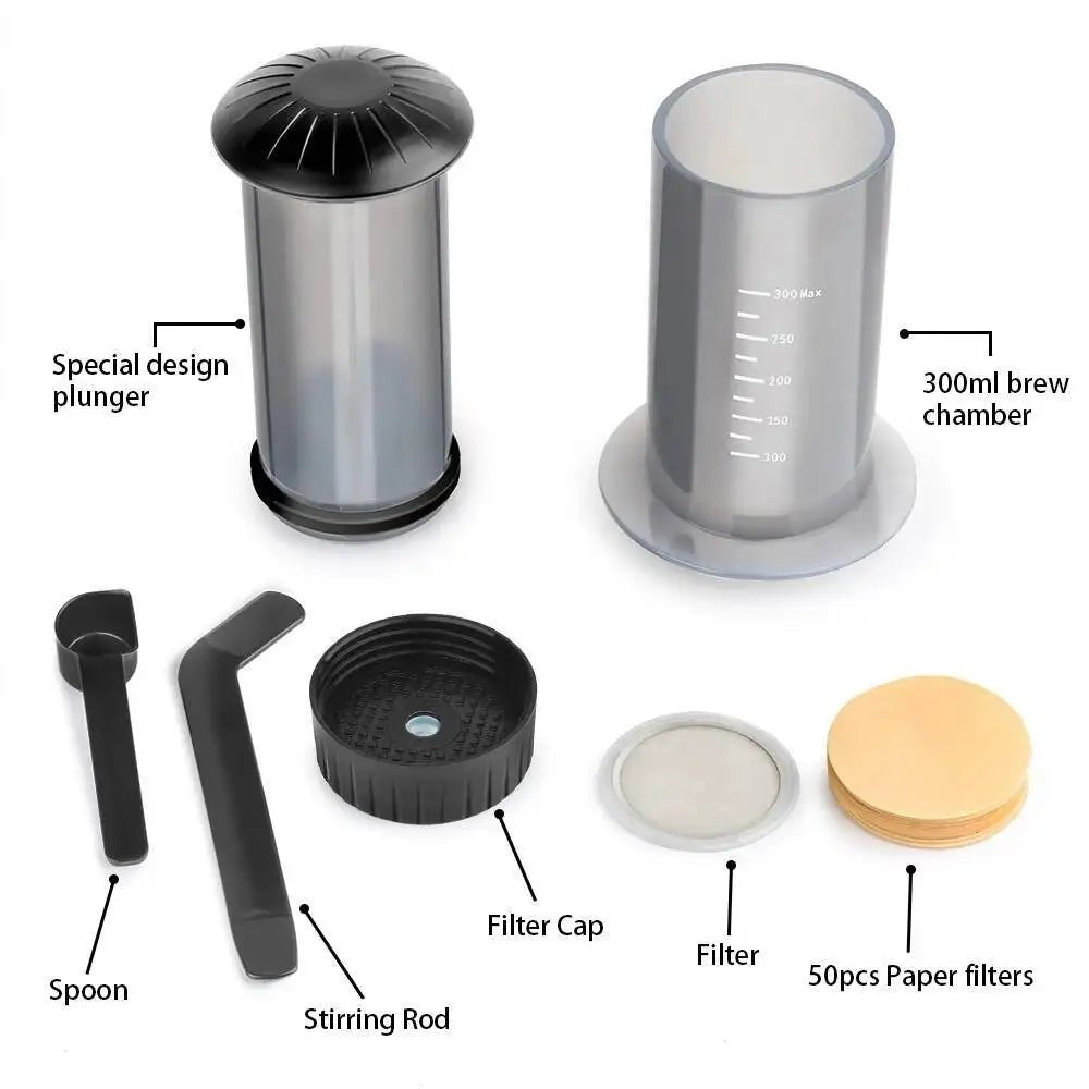 Cafetière expresso Portable, presse française, cafetière pour Machine AeroPress avec 50 filtres, Kit de papier, outils Barista - Golden High-Tech