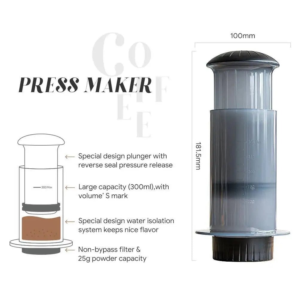 Cafetière expresso Portable, presse française, cafetière pour Machine AeroPress avec 50 filtres, Kit de papier, outils Barista - Golden High-Tech