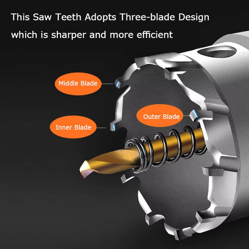 1 Pc 5A Carbide Tip TCT Drill Bit Hole Saw 12-150Mm Drill Bit Set Hole Saw Cutter for Stainless Steel Metal Alloy Drilling