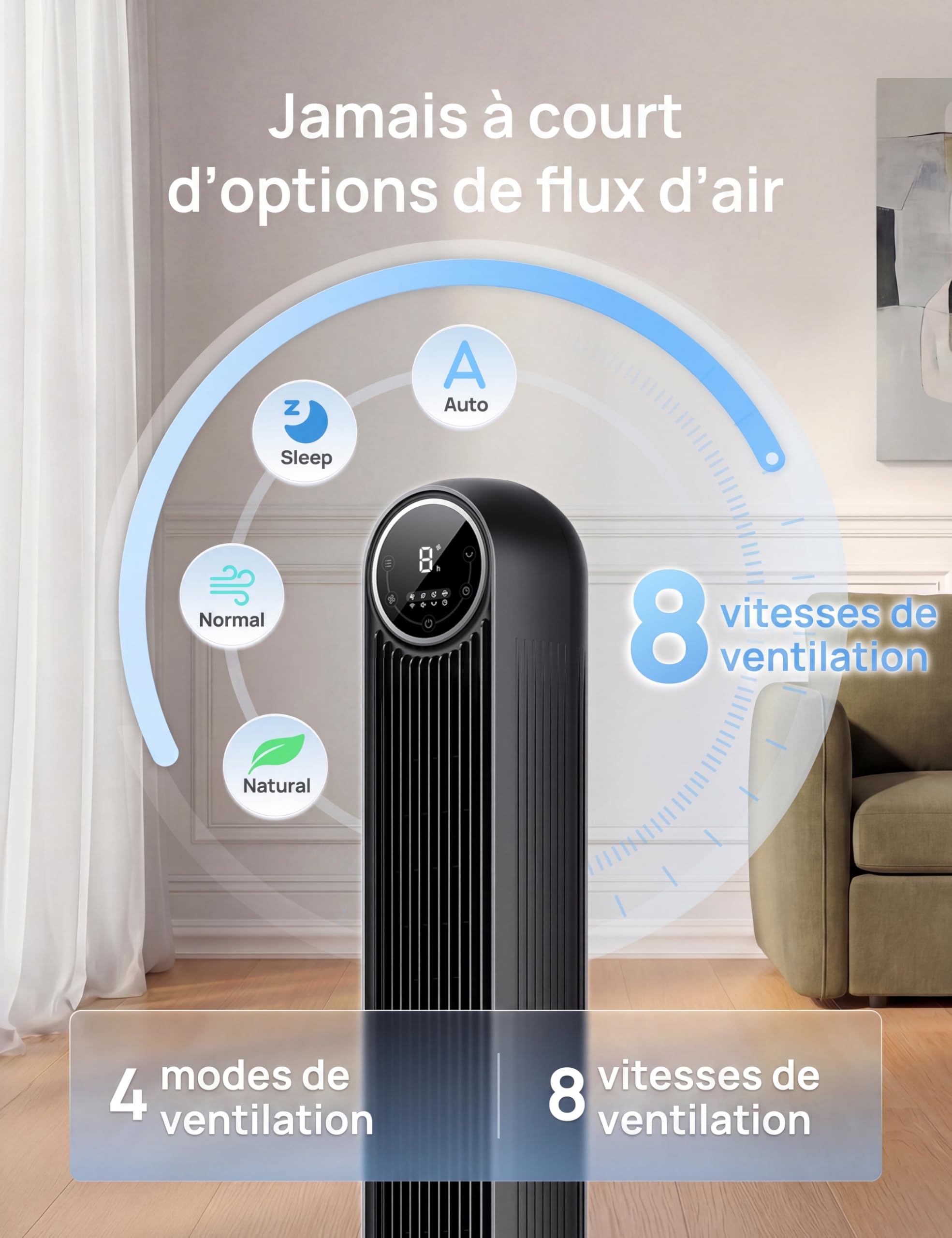 Dreo Ventilateur Tour Intelligent WiFi Silencieux