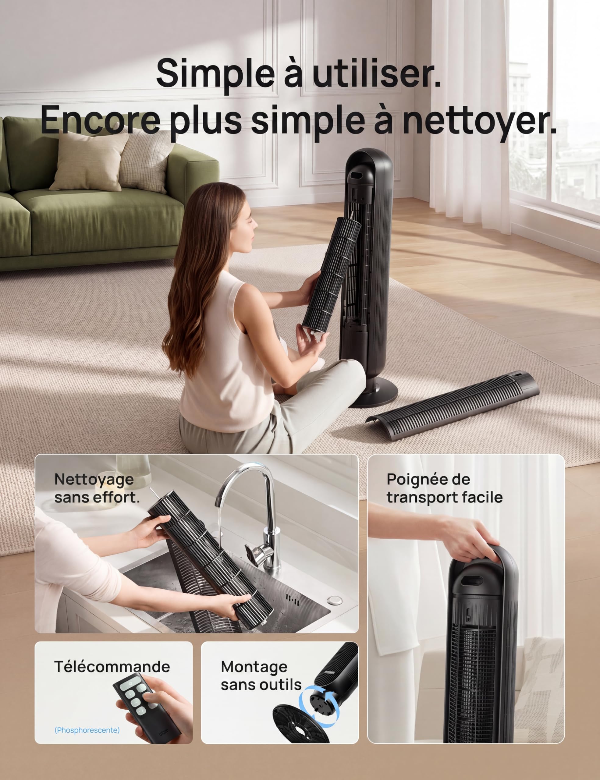 Dreo Ventilateur Tour Intelligent WiFi Silencieux - Golden High-Tech