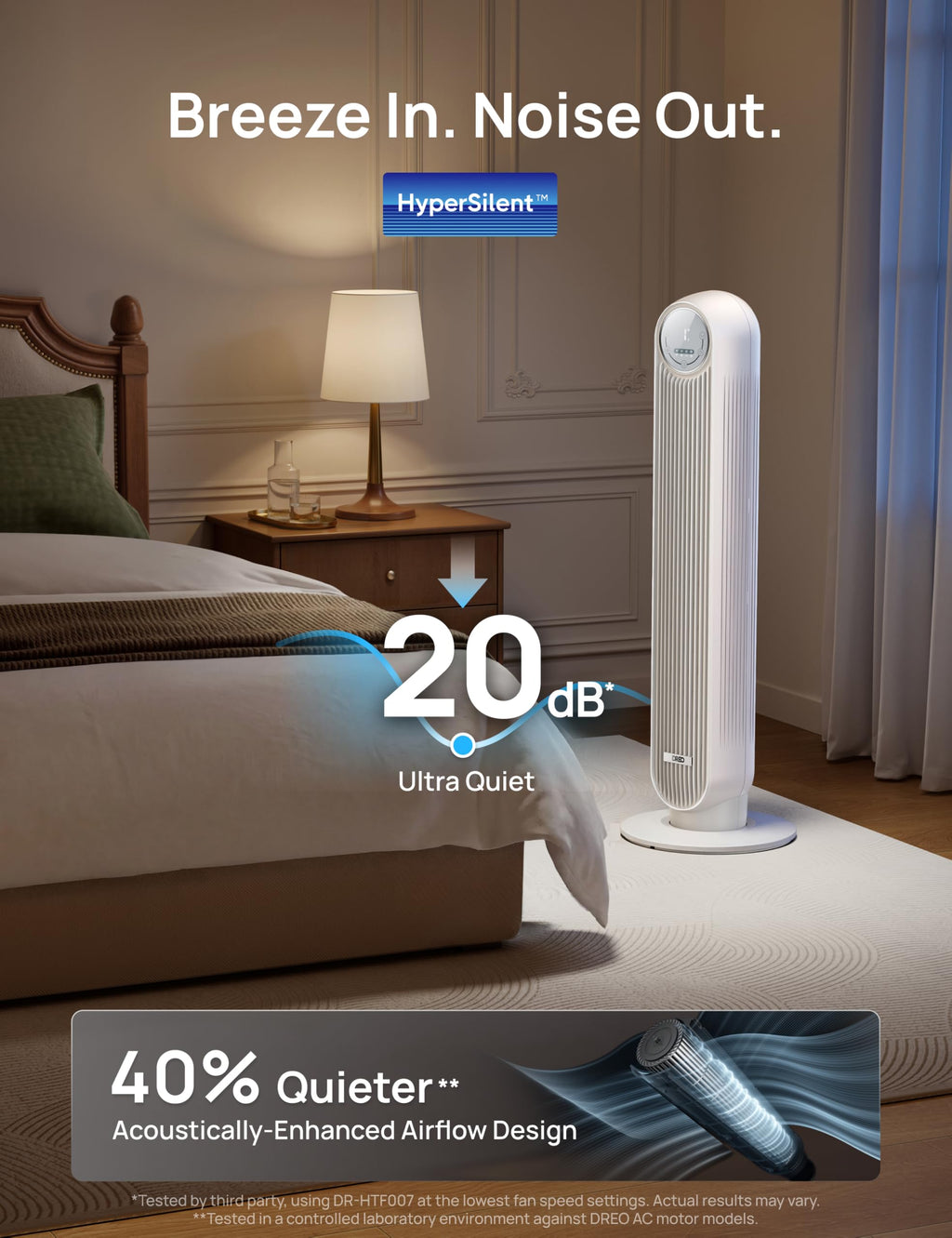 Dreo Ventilateur Tour Intelligent WiFi Silencieux - Golden High-Tech