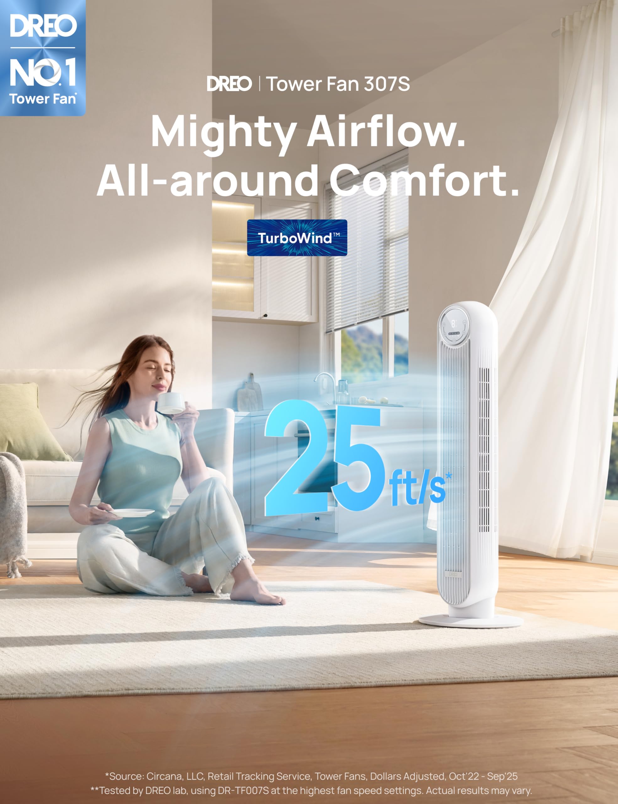 Dreo Ventilateur Tour Intelligent WiFi Silencieux - Golden High-Tech