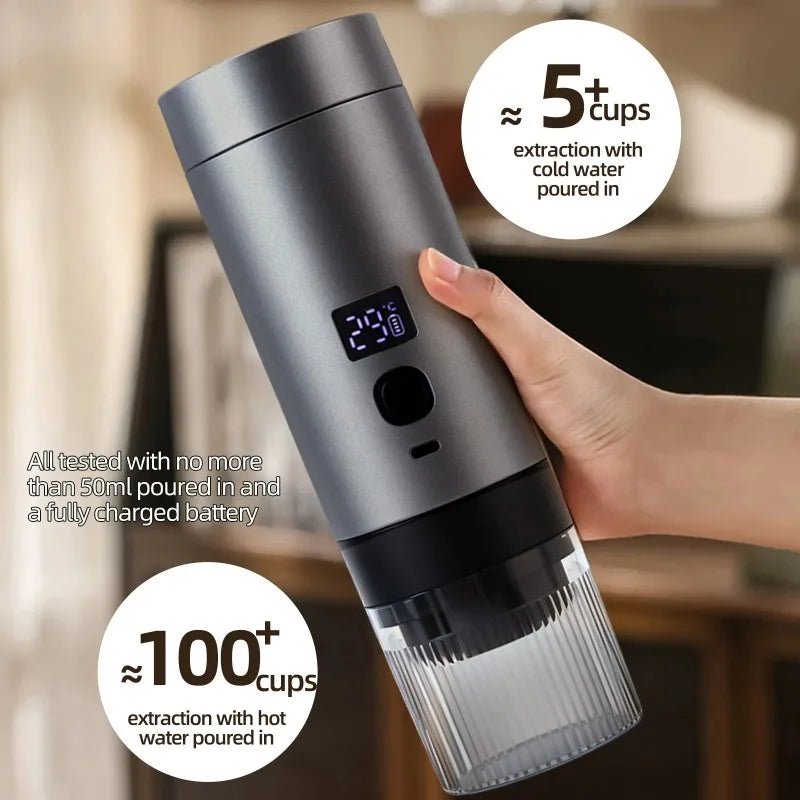 Machine à café expresso Portable, chauffage, Rechargeable, Extraction concentrée, pour voyage et bureau - Golden High-Tech