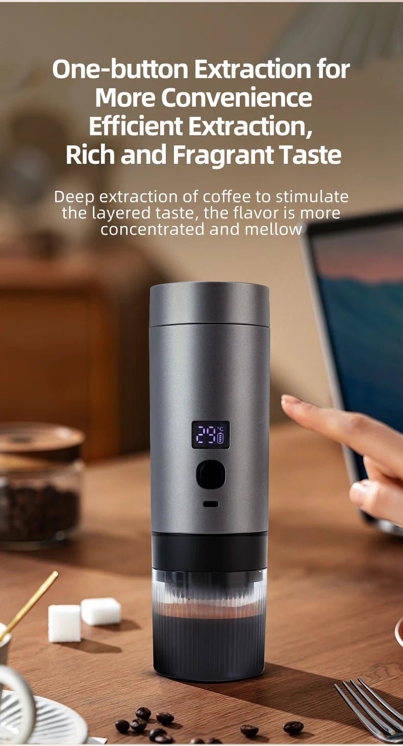 Machine à café expresso Portable, chauffage, Rechargeable, Extraction concentrée, pour voyage et bureau - Golden High-Tech