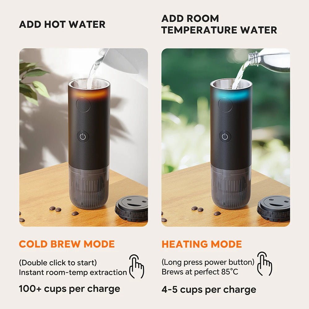 Machine à café expresso portable de voyage 2 en 1 pour voitures familles camping en plein air machine à café capsule poudre Nespresso - Golden High-Tech