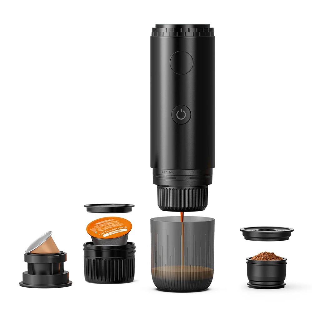 Machine à café expresso portable de voyage 2 en 1 pour voitures familles camping en plein air machine à café capsule poudre Nespresso - Golden High-Tech