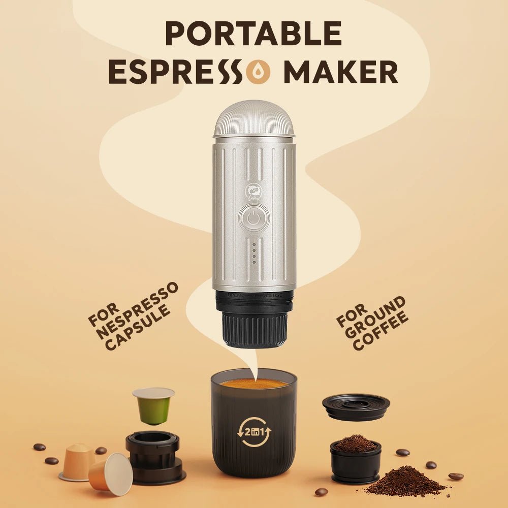 Machine à café expresso Portable, électrique, 19 bars, chauffage automatique, adaptée aux dosettes de capsules nespresso, café moulu - Golden High-Tech