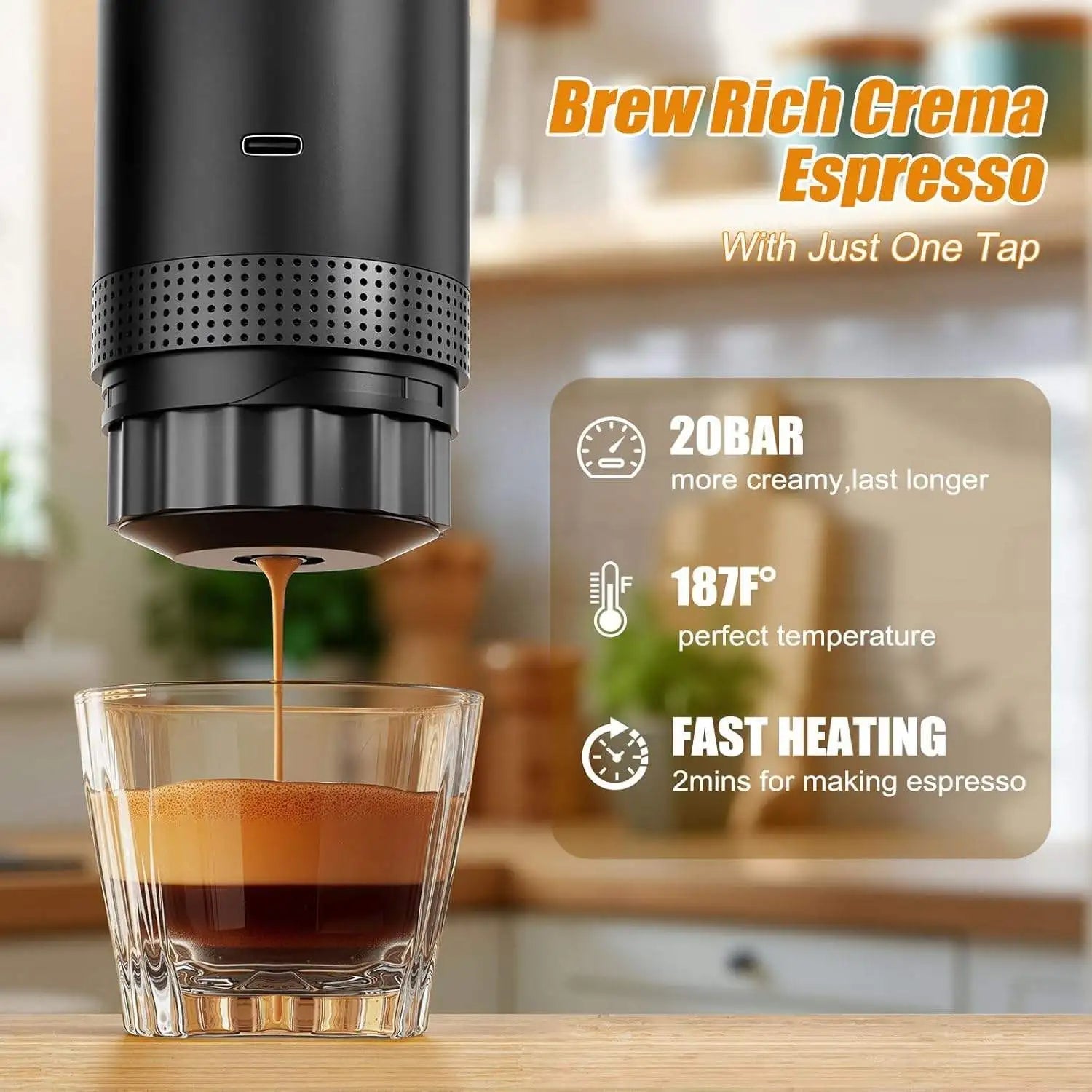 Machine à café portable électrique alimentée par USB, machine à café automatique à capsules pour l'extérieur, pour l'eau chaude et froide, facile à utiliser - Golden High-Tech