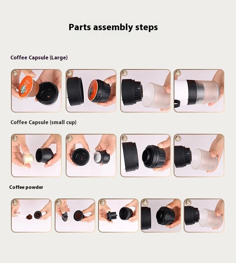 Machine à café portable électrique alimentée par USB, machine à café automatique à capsules pour l'extérieur, pour l'eau chaude et froide, facile à utiliser - Golden High-Tech