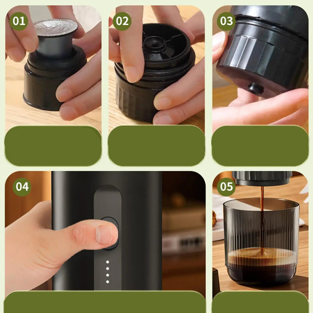 Machine à café portable, mini machine à expresso, pratique et rechargeable pour le bureau, la randonnée, la voiture, les voyages en camping-car, machines à expresso - Golden High-Tech