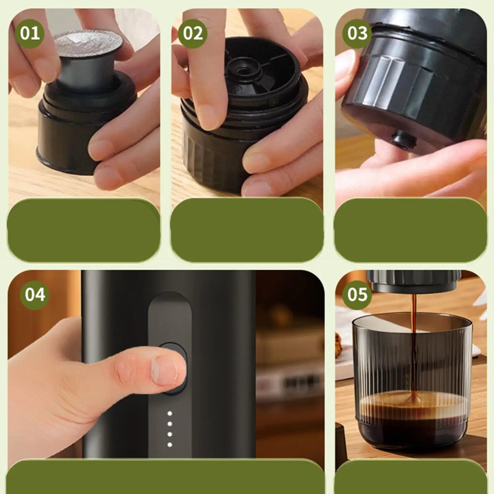 Machine à café portable, mini machine à expresso, pratique et rechargeable pour le bureau, la randonnée, la voiture, les voyages en camping-car, machines à expresso - Golden High-Tech