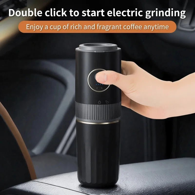 Machine à café portable sans fil 2-en-1 pour le camping en plein air - Broyeur de grains et cafetière manuelle portable - Golden High-Tech
