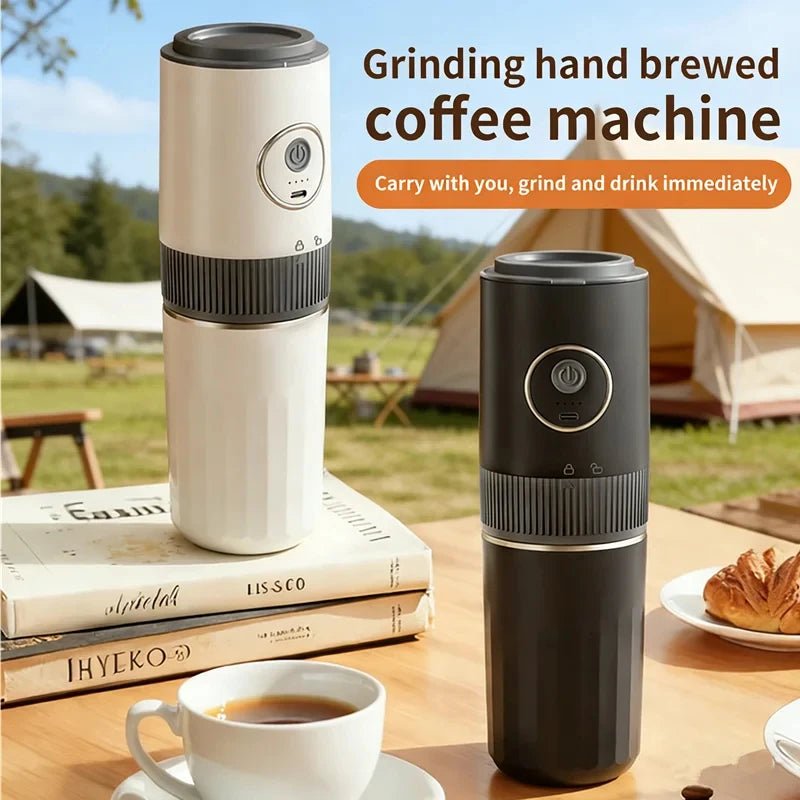 Machine à café portable sans fil 2-en-1 pour le camping en plein air - Broyeur de grains et cafetière manuelle portable - Golden High-Tech