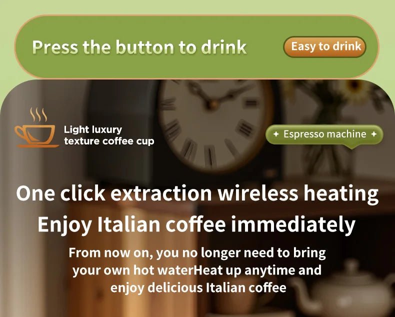 Machine à expresso Portable, 20 bars, chauffage, sans fil, Rechargeable - Golden High-Tech
