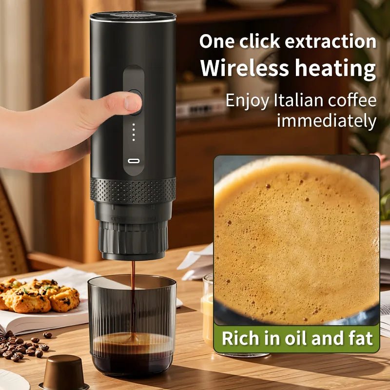 Machine à expresso Portable, 20 bars, chauffage, sans fil, Rechargeable - Golden High-Tech
