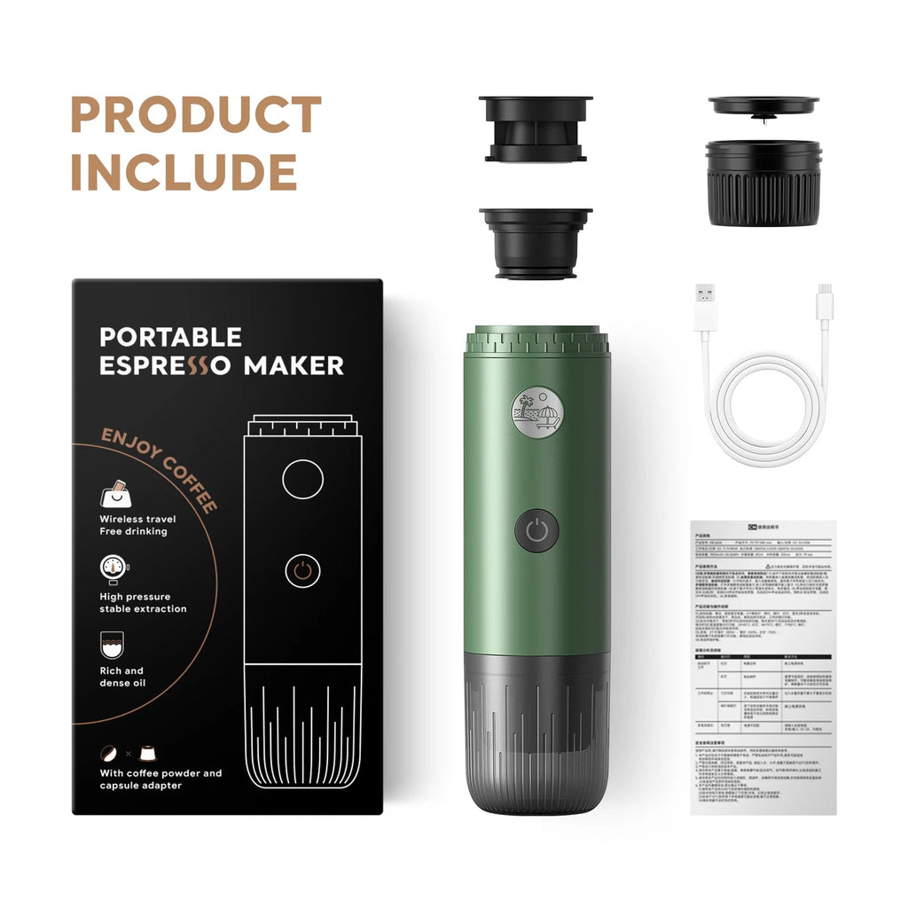 Machine à expresso Portable 3 en 1, cafetière de voyage pour Camping randonnée bureau auto-chauffante avec USB-C - Golden High-Tech